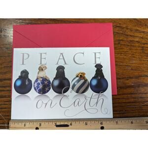 Vtg Guiding Eyes Yellow Black Lab‎ Puppy Dog Christmas Holiday Greeting Card New